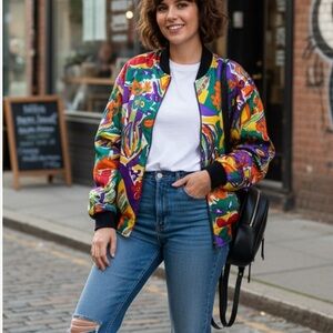 Vintage Stefano world wide floral bomber jacket